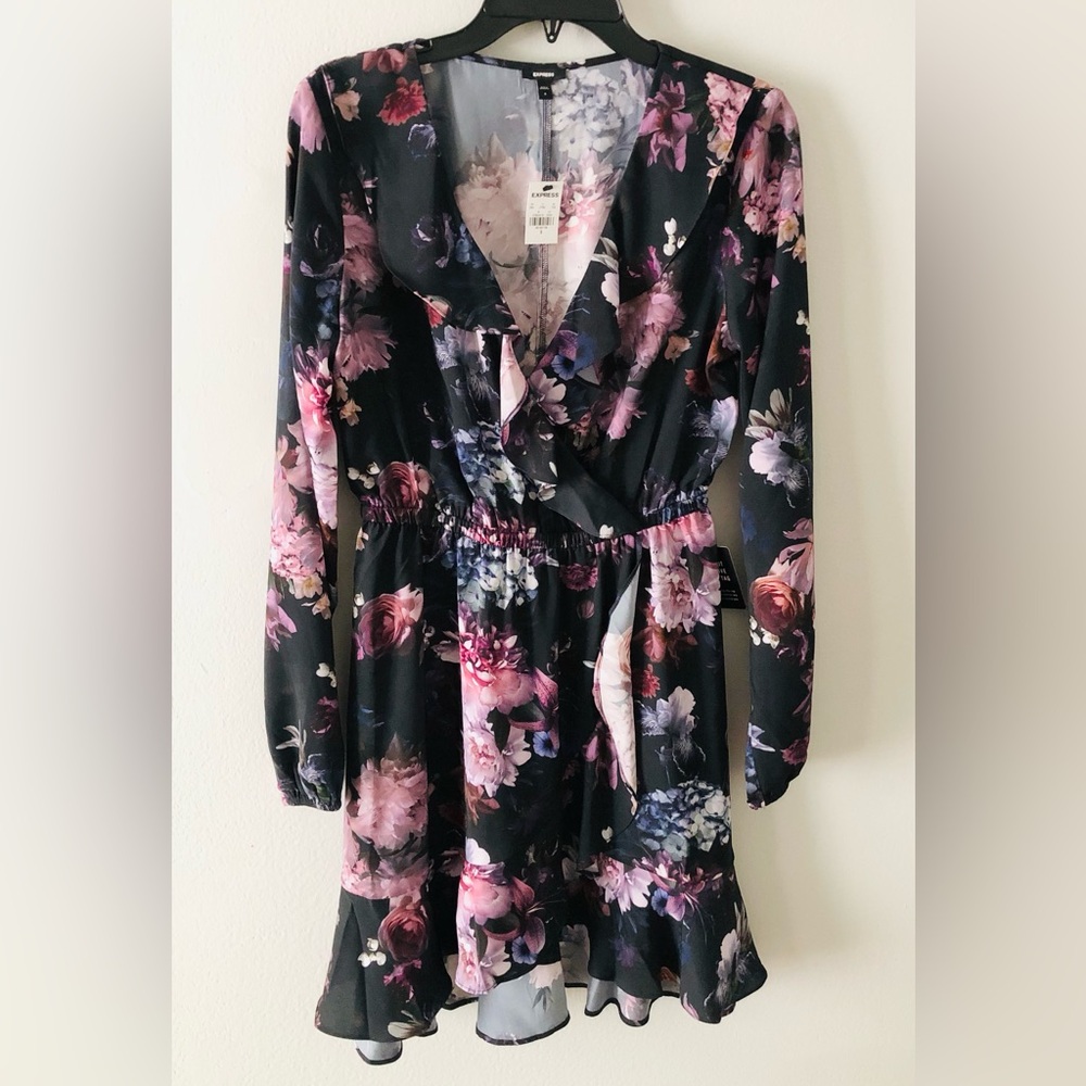 NWT Express Faux Wrap Ruffle Dress